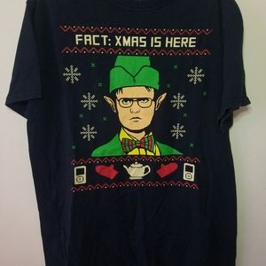 The Office Christmas T shirt Adult Size M Dwight Schrute Black Holiday Fact